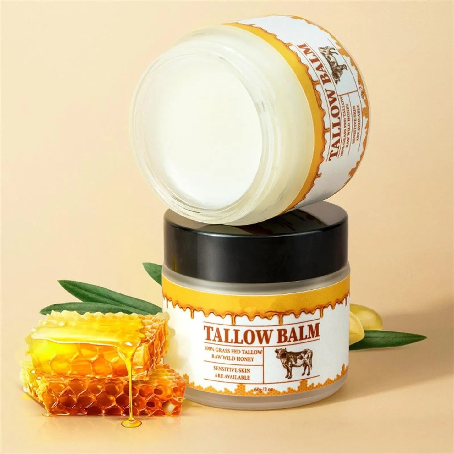 60G Beef Tallow Paste for Skin Care Beef Neck Balm Grass Fed Tallow Wild Honey Face and Body